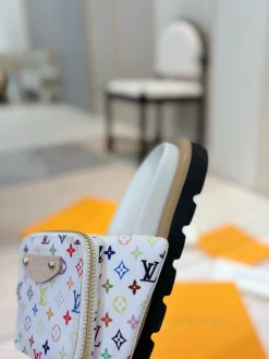Alternative view of LV Slides & Slippers Canvas-Leather (White-Multi-Color-Black-Beige) EU35-45 B0020260603226999