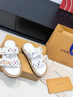 LV Slides & Slippers Canvas-Leather (White-Multi-Color) EU35-45 B60202606032139119