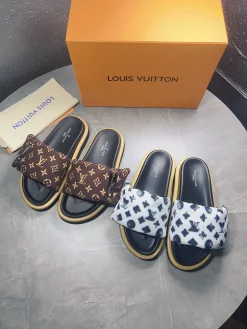 LV Slides & Slippers Canvas-Rubber (Brown-Black-White-Blue) EU35-45 A6020260603220389