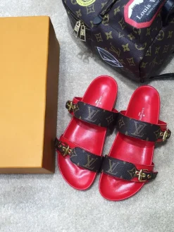 LV Slides & Slippers Canvas-Rubber (Red-Brown-Gold) EU35-39 B40202606032276109
