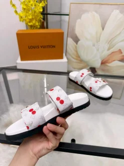 LV Slides & Slippers Canvas (White-Red-Black) EU35-46 B0020260603215599