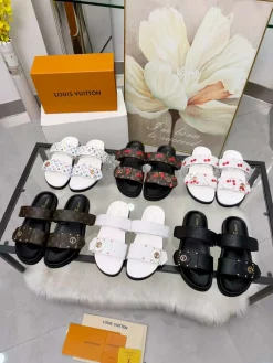 Alternative view of LV Slides & Slippers Canvas (White-Red-Black) EU35-46 B0020260603215599