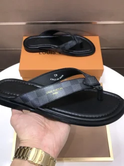 LV Slides & Slippers Coated Canvas-Leather (Black-Grey) EU38-45 A3020260603328379