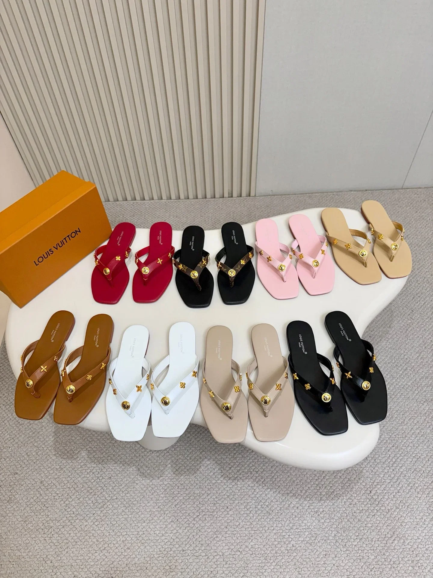 LV Slides & Slippers Leather (Beige-Gold-Red) EU35-43 A6020260603212789 - Image 2