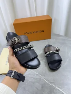 LV Slides & Slippers Leather-Canvas (Brown-Black-Beige) EU35-46 B0020260603216299