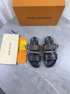 Alternative view of LV Slides & Slippers Leather-Canvas (Brown-Black-Beige) EU35-46 B0020260603216299