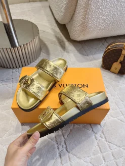 LV Slides & Slippers Leather (Gold-Black) EU35-39 B90202606032133129