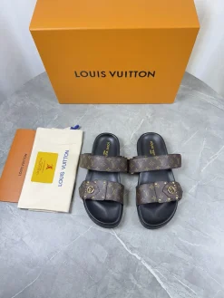 LV Slides & Slippers Leather (White-Black-Brown) EU35-46 A9020260603215399