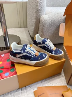 LV Sneakers & Trainers Canvas-Leather (Blue-White-Brown) EU35-46 C60202606032350149