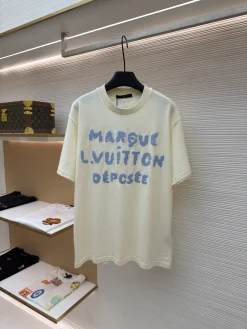 LV T-shirts & Vests Cotton (Cream-Blue) XS-L A7520260613010099