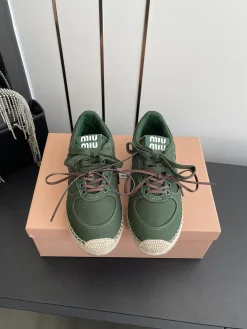Alternative view of MIU MIU Boat Shoes & Espadrilles Canvas-Jute (Green-Brown) EU35-40 B80202606032447129