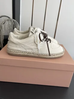 MIU MIU Boat Shoes & Espadrilles Canvas-Jute (White-Brown) EU35-40 B80202606032448129