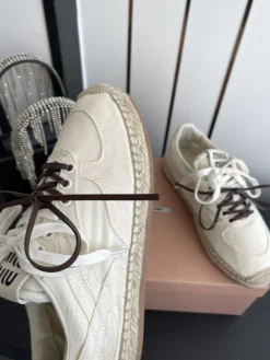 Alternative view of MIU MIU Boat Shoes & Espadrilles Canvas-Jute (White-Brown) EU35-40 B80202606032448129