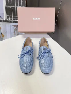 Alternative view of MIU MIU Boat Shoes & Espadrilles Embossed Leather (Light Blue) EU35-41 B70202606032449119