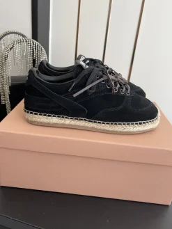 MIU MIU Boat Shoes & Espadrilles Suede-Jute (Black-Beige) EU35-40 B80202606032450129