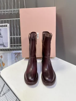 Alternative view of MIU MIU Boots & Booties Leather (Brown) EU35-41 D50202606032454169
