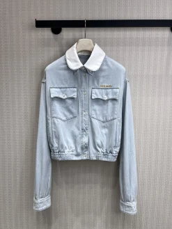 MIU MIU Coats & Jackets Denim (Light blue-White) S-M-L C55202606010781149