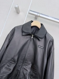 Alternative view of MIU MIU Coats & Jackets Leather (Black) S-M-L I00202606010139299