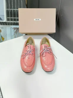Alternative view of MIU MIU Flats & Loafers Embossed Leather (Pink-Black) EU35-41 B70202606032458119