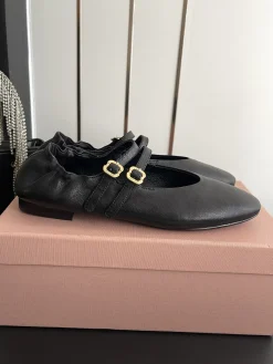 MIU MIU Flats & Loafers Leather (Black-Gold) EU35-40 B80202606032459129