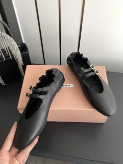 Alternative view of MIU MIU Flats & Loafers Leather (Black-Gold) EU35-40 B80202606032459129