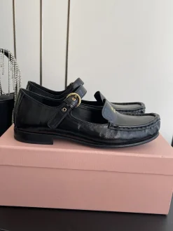 MIU MIU Flats & Loafers Leather (Black-Gold) EU35-40 B80202606032460129