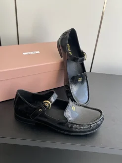 Alternative view of MIU MIU Flats & Loafers Leather (Black-Gold) EU35-40 B80202606032460129