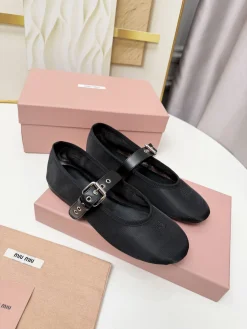 Alternative view of MIU MIU Flats & Loafers Textile-Leather (Black-Pink) EU35-40 B0020260603247299