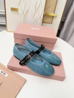 Alternative view of MIU MIU Flats & Loafers Textile-Leather (Blue-Black) EU35-40 B0020260603246499