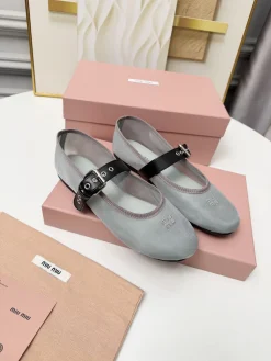 Alternative view of MIU MIU Flats & Loafers Textile-Leather (Grey-Black-Pink) EU35-40 B0020260603246599