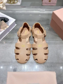 Alternative view of MIU MIU Sandals & Mules Leather (Beige-Black) EU35-40 B20202606032486109