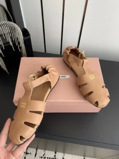 Alternative view of MIU MIU Sandals & Mules Leather (Beige) EU35-41 B60202606032487119