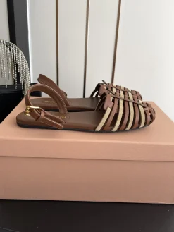 MIU MIU Sandals & Mules Leather (Brown-Beige) EU35-40 B60202606032495119