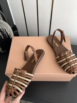 Alternative view of MIU MIU Sandals & Mules Leather (Brown-Beige) EU35-40 B60202606032495119