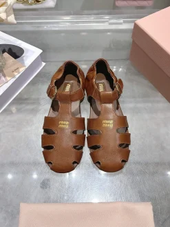 Alternative view of MIU MIU Sandals & Mules Leather (Brown) EU35-40 B20202606032491109