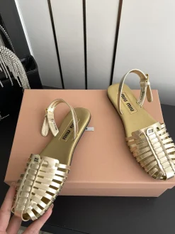 Alternative view of MIU MIU Sandals & Mules Leather (Gold) EU35-40 B60202606032483119