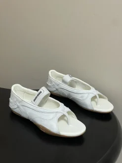 Alternative view of MIU MIU Sandals & Mules Leather (White-Brown) EU35-39 B60202606032496119