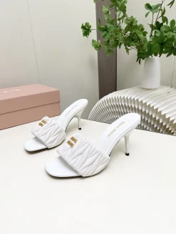 MIU MIU Sandals & Mules Leather (White-Gold) EU4-41 B30202606032485109