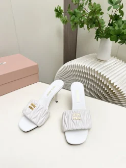 Alternative view of MIU MIU Sandals & Mules Leather (White-Gold) EU4-41 B30202606032485109