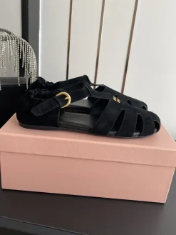 MIU MIU Sandals & Mules Suede (Black-Gold) EU35-41 B60202606032498119