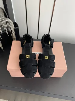 Alternative view of MIU MIU Sandals & Mules Suede (Black-Gold) EU35-41 B60202606032498119