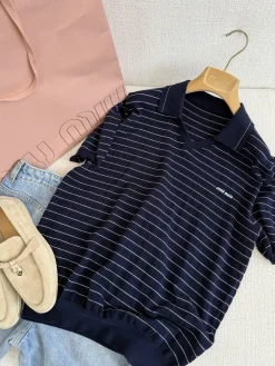 MIU MIU Shirts & Polos Cotton (Navy-White) B20202606010170109