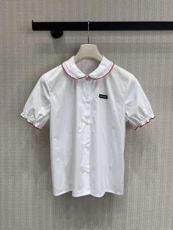 MIU MIU Shirts & Polos Cotton (White-Red) S-M-L B0520260601173899