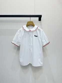 MIU MIU Shirts & Polos Cotton (White-Red) S-M-L B75202606010515119