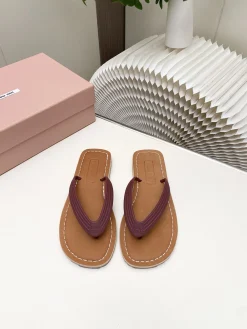 MIU MIU Slides & Slippers Leather (Brown-Burgundy) EU35-40 A8020260603251799