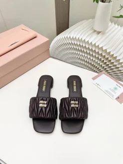 MIU MIU Slides & Slippers Leather (Brown) EU34-41 B30202606032509109