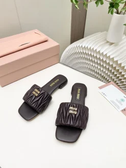 Alternative view of MIU MIU Slides & Slippers Leather (Brown) EU34-41 B30202606032509109