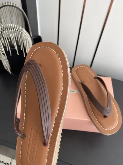 Alternative view of MIU MIU Slides & Slippers Leather (Brown) EU35-39 A9020260603251999