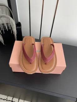 Alternative view of MIU MIU Slides & Slippers Leather (Brown-Red) EU35-39 A9020260603251899