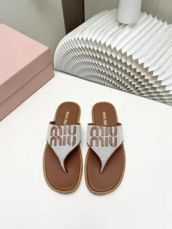 MIU MIU Slides & Slippers Leather (Brown-White) EU40-41 B30202606032507109